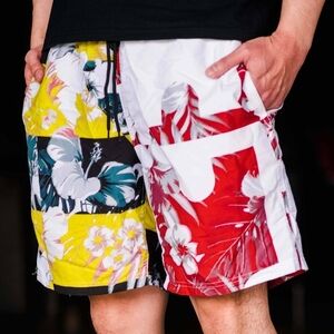 Route One Apparel Maryland Flag Floral Print Mens Swim Board Shorts